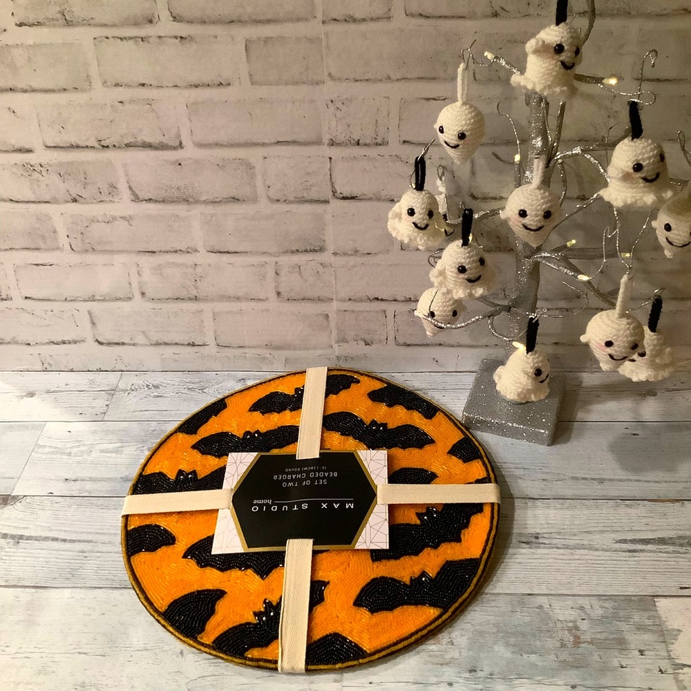 Max Studio 2Pk. Halloween Bat Beaded Chargers